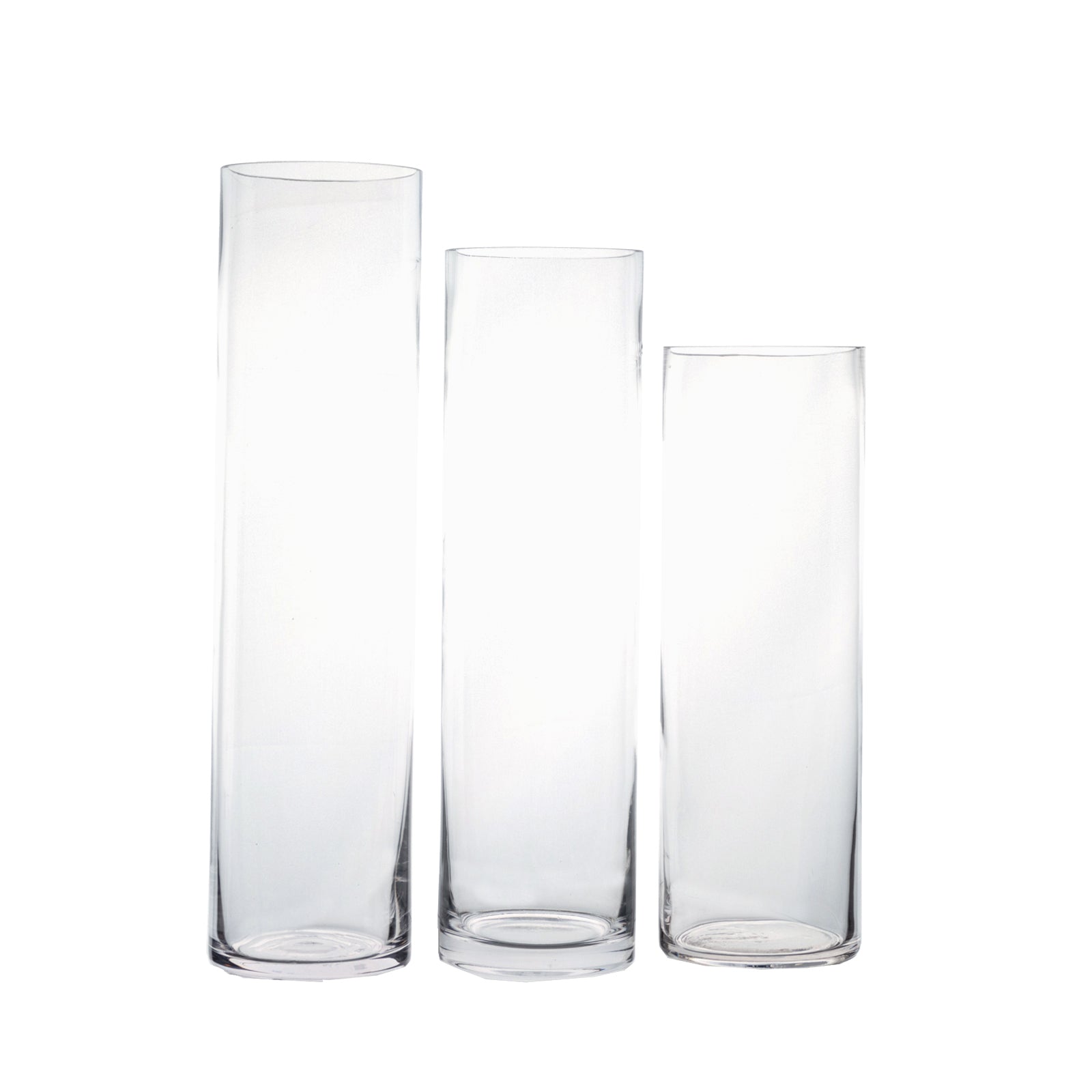Premium Glass Cylinder Vase Set of 3 – Clear Vases for Flowers, Candles & Table Centerpieces – 12", 14", 16"