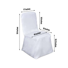 Polyester Chair Cover with Square Top for Banquet Chairs White - Durable Reusable Slip-On Cover for Weddings & Parties